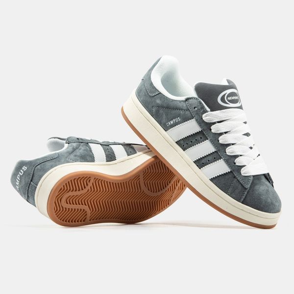 Gray retro sneakers with white stripes