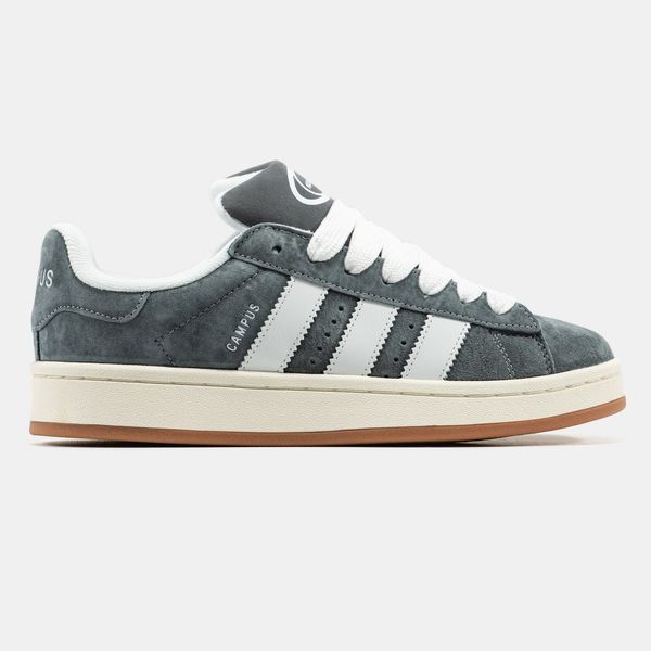 Gray retro sneakers with white stripes