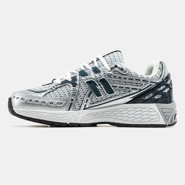 Gray athletic sneakers with mesh and accents