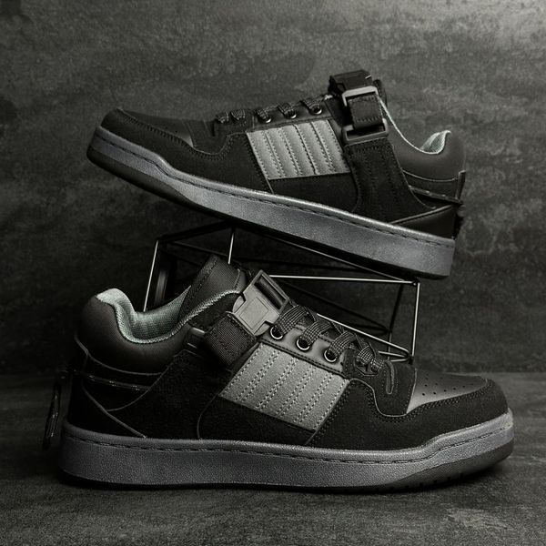 Black sneakers made of genuine suede with gray accents