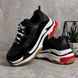 Black high-top sneakers in the Triple S style